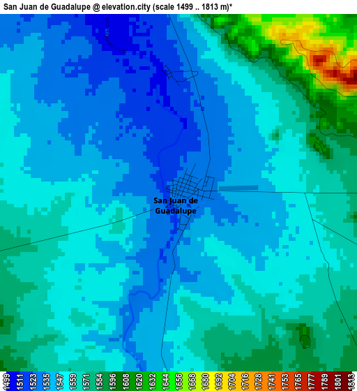 San Juan de Guadalupe elevation map