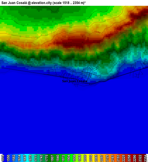 San Juan Cosalá elevation map