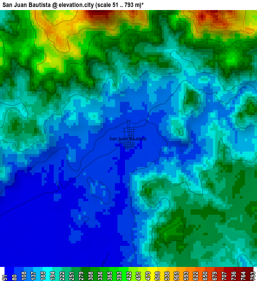 San Juan Bautista elevation map