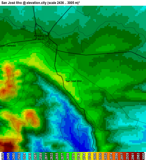 San José Itho elevation map