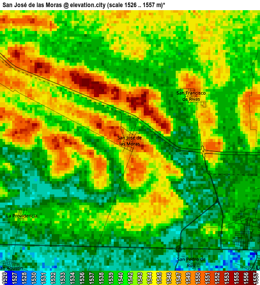 San José de las Moras elevation map