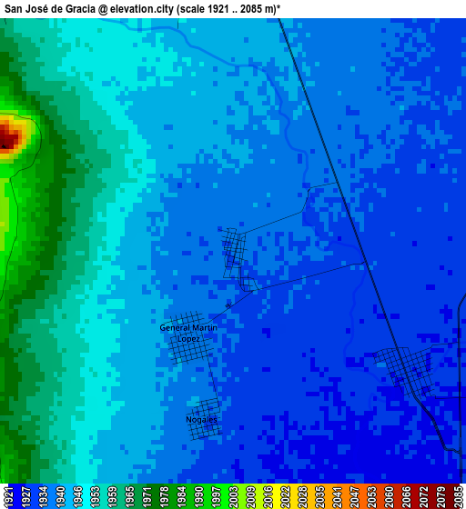 San José de Gracia elevation map