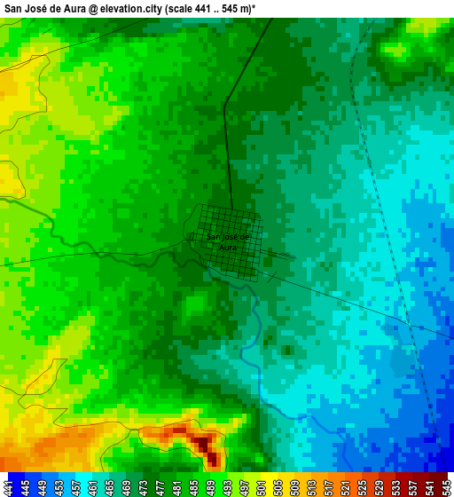 San José de Aura elevation map