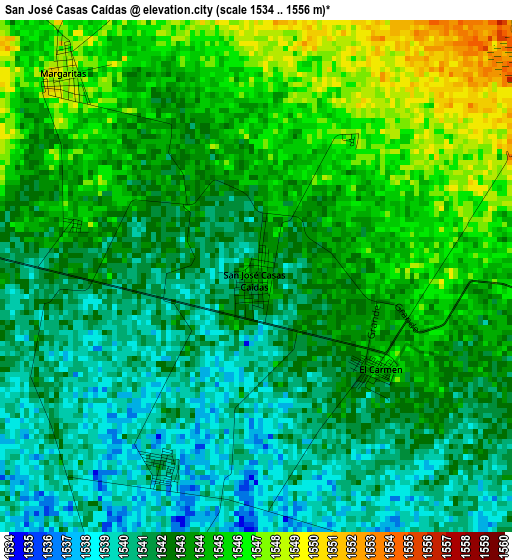 San José Casas Caídas elevation map