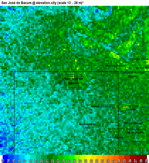 San José de Bacum elevation map