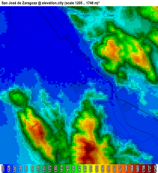 San José de Zaragoza elevation map