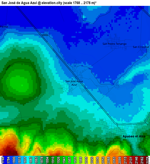 San José de Agua Azul elevation map