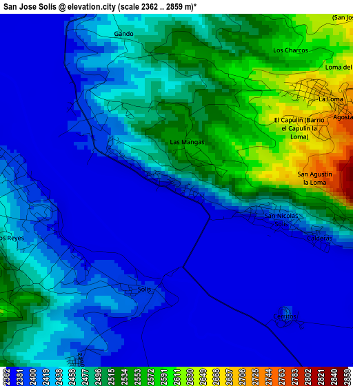 San Jose Solís elevation map