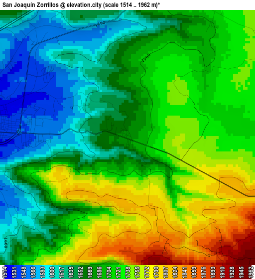 San Joaquín Zorrillos elevation map