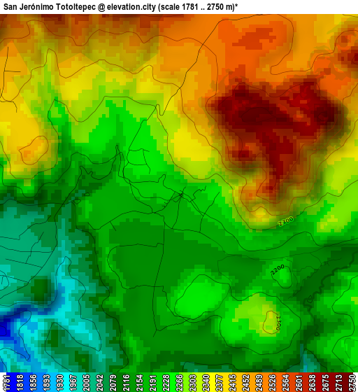 San Jerónimo Totoltepec elevation map