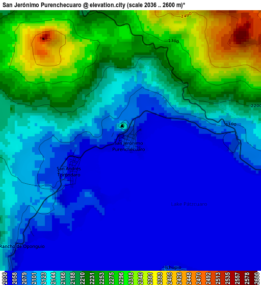 San Jerónimo Purenchecuaro elevation map