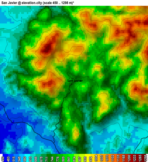 San Javier elevation map