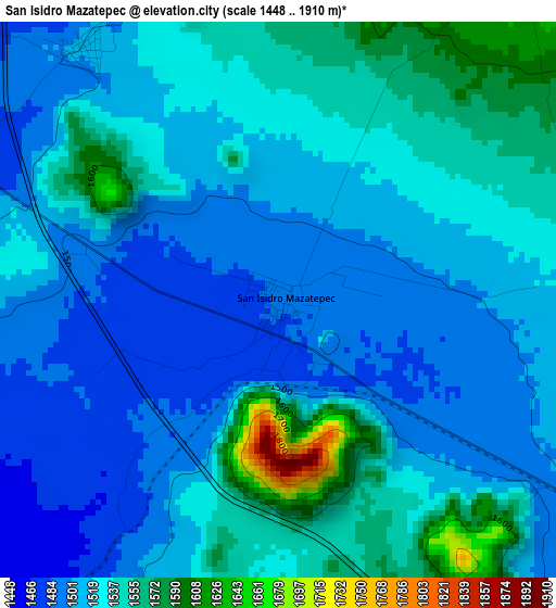 San Isidro Mazatepec elevation map