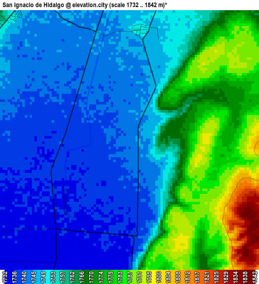 San Ignacio de Hidalgo elevation map