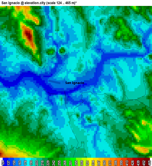 San Ignacio elevation map