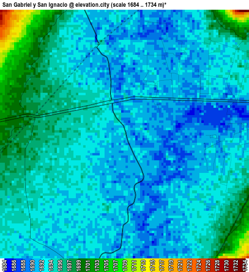 San Gabriel y San Ignacio elevation map