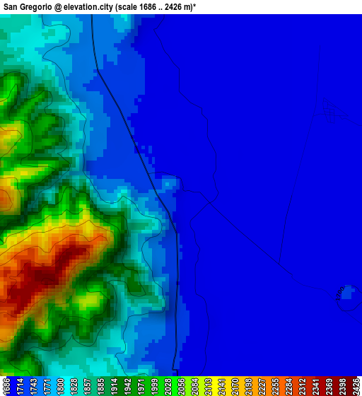 San Gregorio elevation map