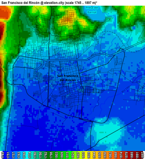 San Francisco del Rincón elevation map