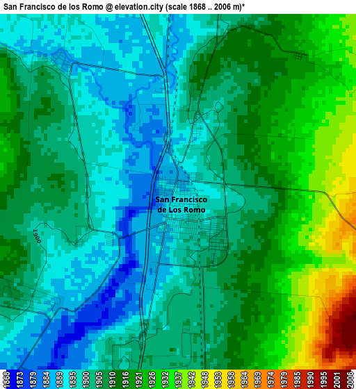 San Francisco de los Romo elevation map