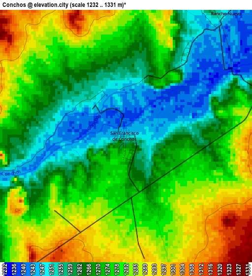 Conchos elevation map