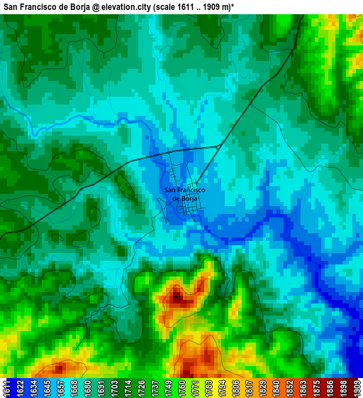 San Francisco de Borja elevation map