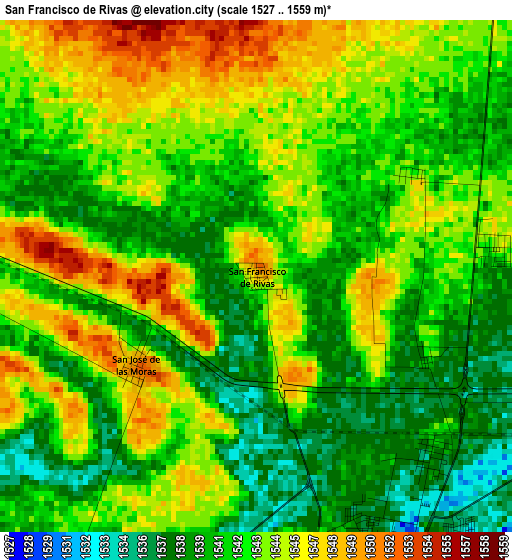 San Francisco de Rivas elevation map