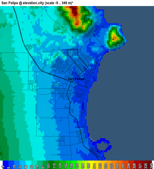 San Felipe elevation map