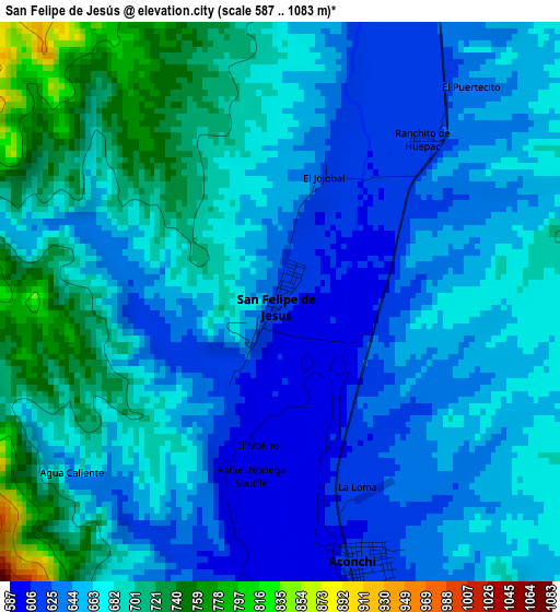 San Felipe de Jesús elevation map