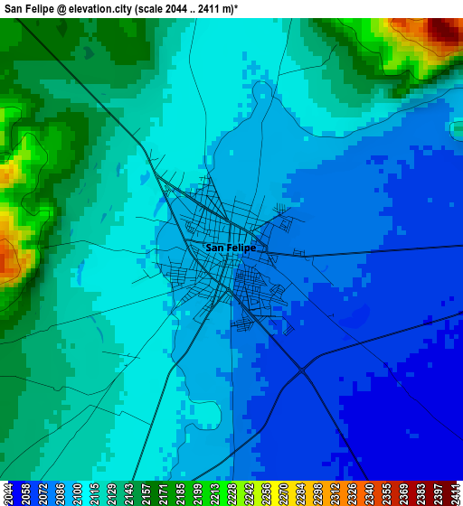 San Felipe elevation map