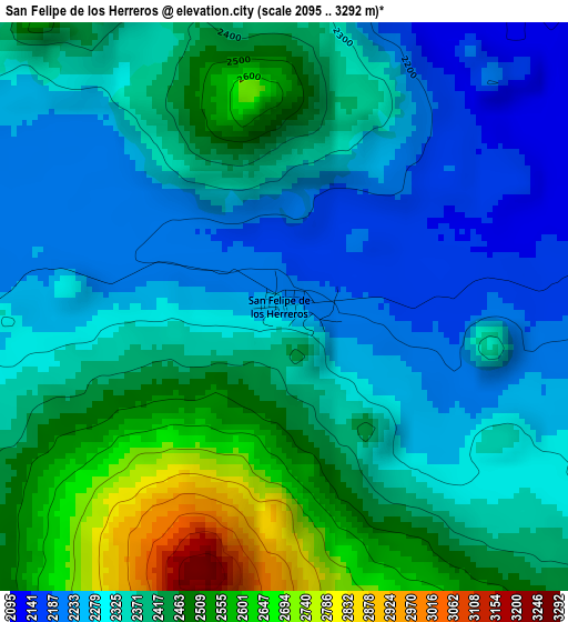 San Felipe de los Herreros elevation map