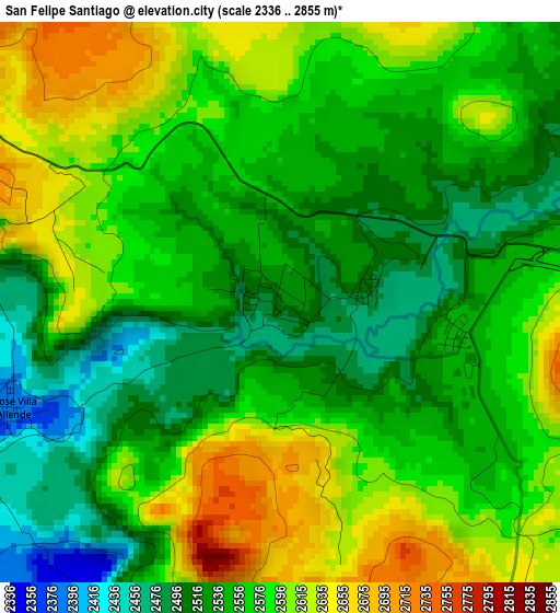 San Felipe Santiago elevation map