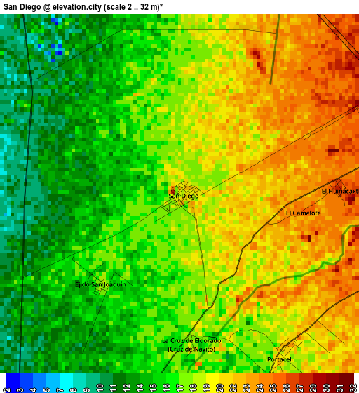 San Diego elevation map