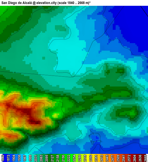 San Diego de Alcalá elevation map