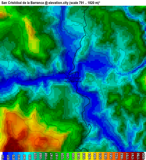 San Cristóbal de la Barranca elevation map