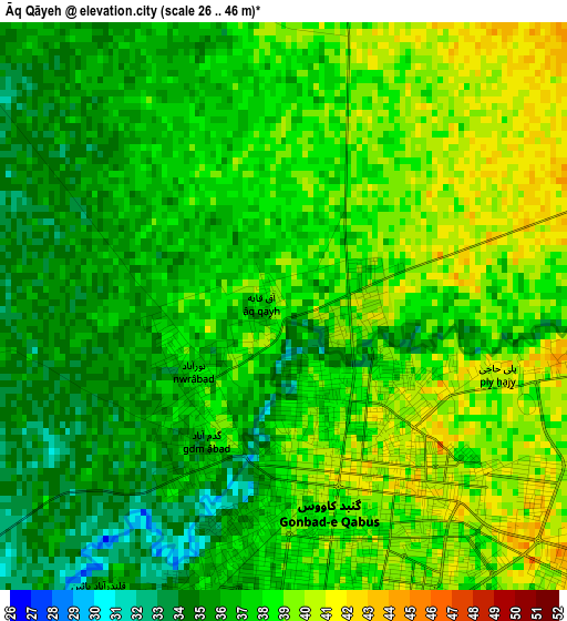 Āq Qāyeh elevation map