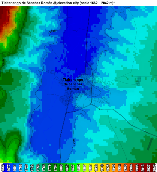 Tlaltenango de Sánchez Román elevation map