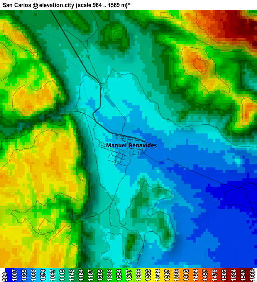 San Carlos elevation map