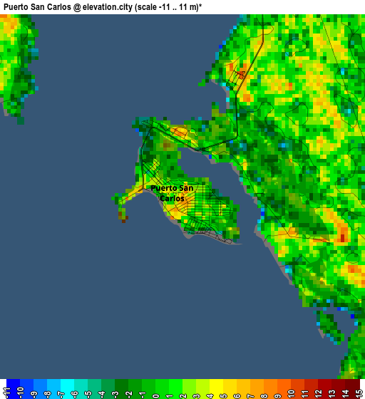 Puerto San Carlos elevation map