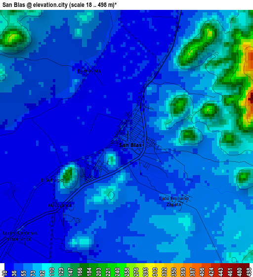 San Blas elevation map