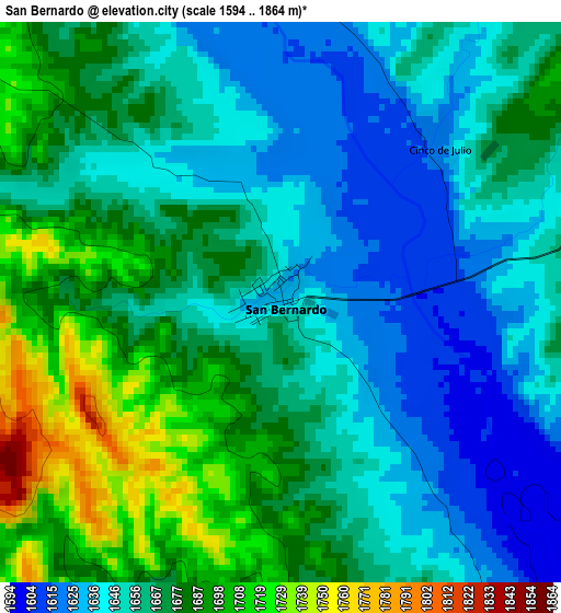 San Bernardo elevation map