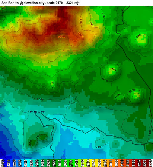 San Benito elevation map