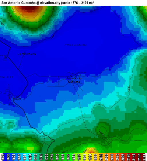 San Antonio Guaracha elevation map