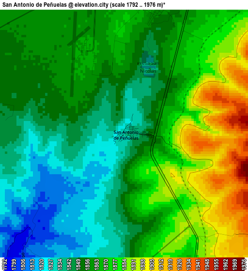 San Antonio de Peñuelas elevation map