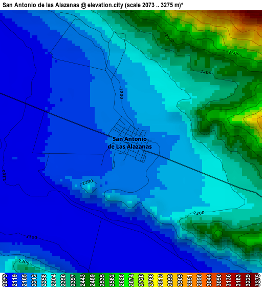 San Antonio de las Alazanas elevation map