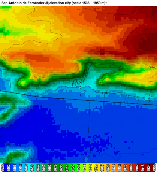 San Antonio de Fernández elevation map