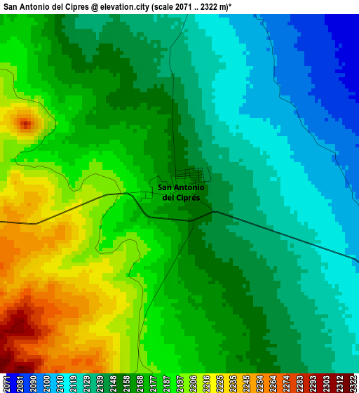 San Antonio del Cipres elevation map