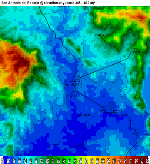 San Antonio del Rosario elevation map