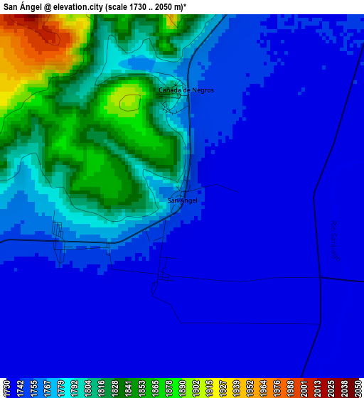 San Ángel elevation map