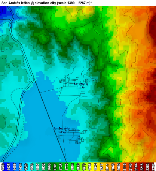 San Andrés Ixtlán elevation map