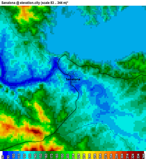 Sanalona elevation map